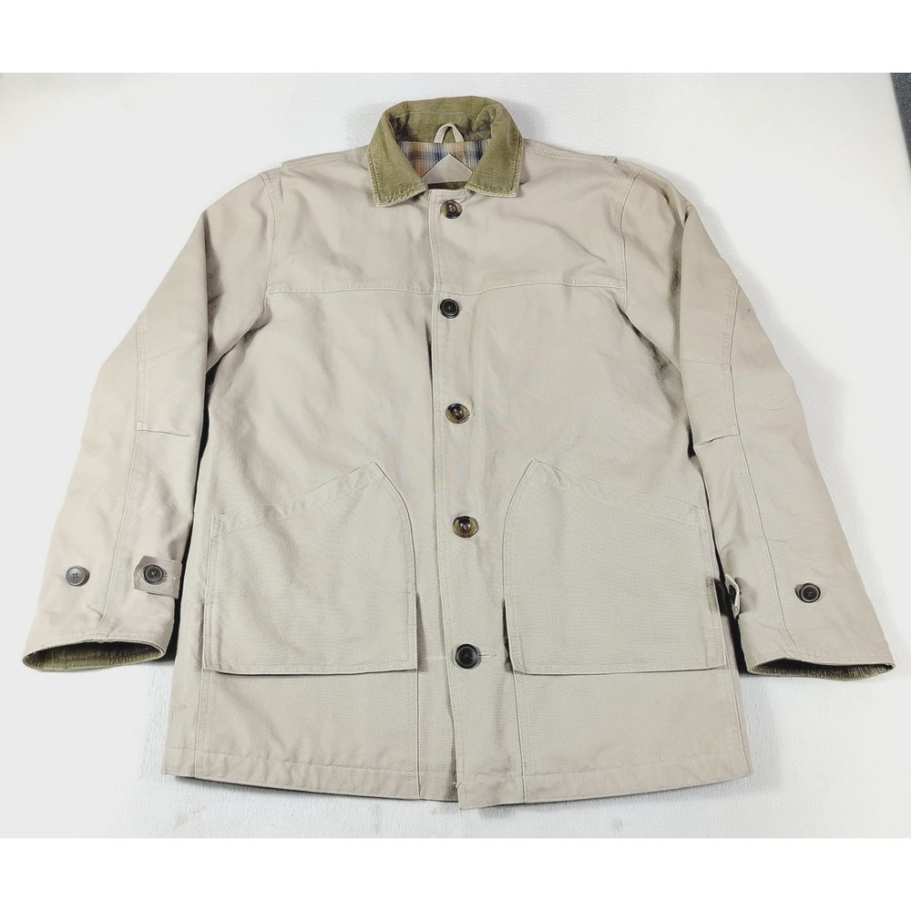 Austin Clothing Co Jacket Mens Medium Beige Canva Barn Chore Coat Flannel Lined